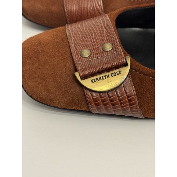 Kenneth Cole Brown Suede Leather Kitten Heels Women's 8.5 "Work It Out" Vintage - Picture 6 of 12